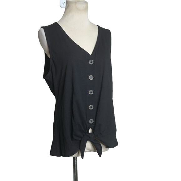 Sanctuary Black Buttoned Front Tied Sleeveless Knit Top Size XL - Picture 10 of 11
